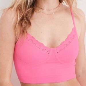 Aerie Pink Lace Trim Bralette